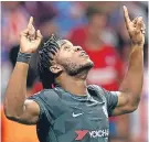  ??  ?? Michy Batshuayi celebrates his final minute goal.