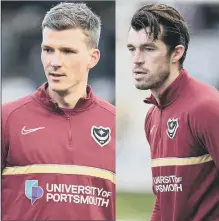  ?? ?? SLIM CHANCE Pompey pair Paul Downing, left, and John Marquis appear unlikely to return to Doncaster this month