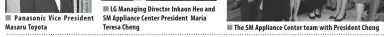  ??  ?? Panasonic Vice President Masaru Toyota
LG Managing Director Inkaon Heo and SM Appliance Center President Maria Teresa Cheng