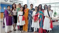  ??  ?? At the centre are Kathak maestro Pali Chandra and examiner Sujata Banerjee, seen with students and others at Gems Modern Academy.