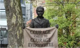  ?? Photograph: Andy Rain/EPA ?? Gillian Wearing’s sculpture of Millicent Garrett Fawcett in Parliament Square, London.