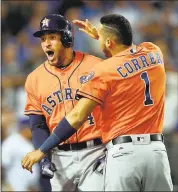  ?? EZRA SHAW — GETTY IMAGES ?? The Astros’ George Springer homered in four consecutiv­e games in winning the World Series MVP award.