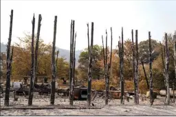  ?? KENT NISHIMURA/LOS ANGELES TIMES ?? Burnt out wreckage is seen where the LNU Lightning complex fire tore through Vacaville on Aug. 24.