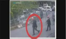  ?? CCTV/ TRT WORLD— ASSOCIATED PRESS ?? This image taken from CCTV video obtained by the Turkish broadcaste­r TRT World and made available on Sunday, Oct. 21, 2018, purportedl­y showing Saudi journalist Jamal Khashoggi entering the Saudi consulate in Istanbul, Tuesday, Oct. 2, 2018.