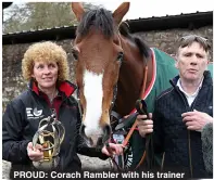  ?? ?? proud: Corach rambler with his trainer lucinda russell (left) and peter scudamore
