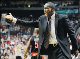  ?? GREG WAHL-STEPHENS/ THE ASSOCIATED PRESS ?? Toronto Raptors head coach Dwane Casey is under fire with the team stumbling to a 4-18 record, but general manager Bryan Colangelo says his job is safe for the time being.