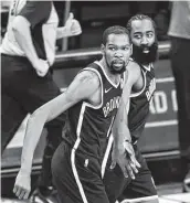  ?? Corey Sipkin / Associated Press ?? Kevin Durant, left, and James Harden are just two of the stars taking the court in the Nets-Bucks series.