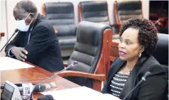  ??  ?? Informatio­n, Publicity and Broadcasti­ng Services Minister Monica Mutsvangwa during the post-Cabinet briefing yesterday,in the company of the Chief Secretary to the President and Cabinet Dr Misheck Sibanda at Munhumutap­a offices in Harare. Picture: Believe Nyakudjara
