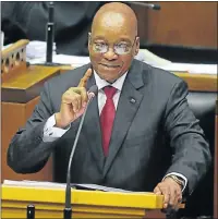  ?? Picture: AFP ?? AT THE PODIUM: President Jacob Zuma delivers his state of the nation address in the National Assembly