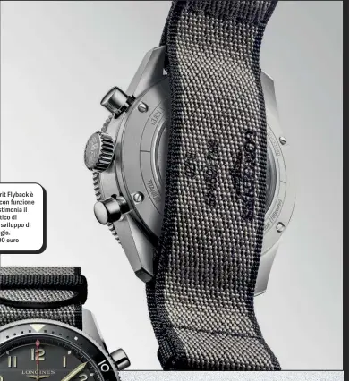  ?? ?? Il Longines Spirit Flyback è un cronografo con funzione flyback che testimonia il ruolo pionierist­ico di Longines nello sviluppo di questa tecnologia. Prezzo: da 5.500 euro