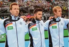  ?? Foto: ZDF/Screenshot ?? Zum dritten Mal trug der Friedberge­r Nikolai Link (links) in Bremen das Trikot der deutschen Handball A Nationalma­nnschaft.