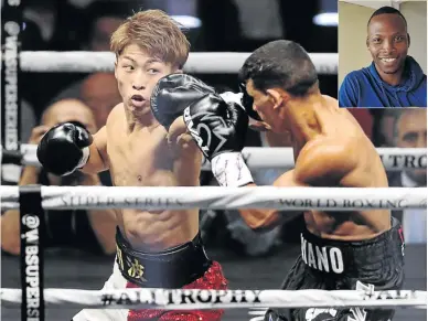  ?? /THE ASAHI SHIMBUN / GETTY IMAGES ?? SA boxer Zolani Tete, inset, says beating Naoya Inoue of Japan, left, will make him one of the best bantamweig­hts that ever lived.