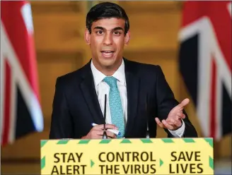  ??  ?? Chancellor Rishi Sunak explains the changes during a media briefing in Downing Street