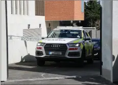  ??  ?? Garda vehicles leaving Wexford courthouse yesterday (Monday) with the two accused.