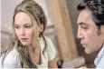  ??  ?? Psychologi­cal horror: Jennifer Lawrence and Javier Bardem in Mother!