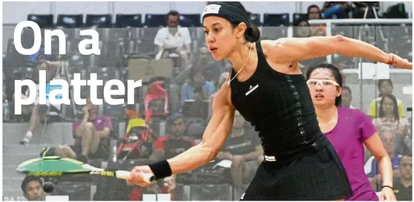  ??  ?? Peerless in Asia: Nicol David (left) has won four individual and two team gold medals in the Asian Games since making her debut at 14 in 1998 in Bangkok.