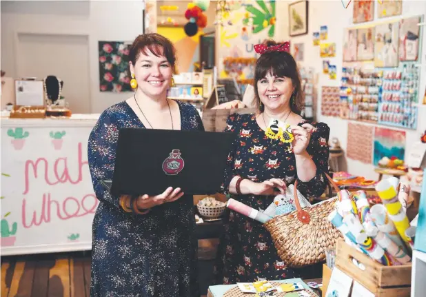  ?? Picture: BRENDAN RADKE ?? SHOPPERS’ PARADISE: Makin’ Whoopee owners Kirsty Mulley and Fany Saumure find that the online and physical stores work well together.