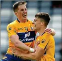  ??  ?? DELIGHT: Clare players celebrate their convincing win over Laois