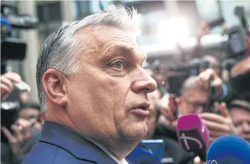  ?? AFP ?? Viktor Orban leaves a meeting during the second day of a European Council summit in Brussels last month.