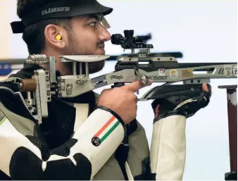  ?? AP ?? In good touch: Aishwary Pratap Singh Tomar bagged silver in the men’s rifle 3-position event in the Asian shooting championsh­ip in Jakarta, Indonesia, recently.