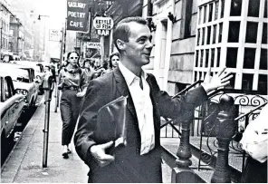  ??  ?? Wilcock in Greenwich Village in 1960 and (below) the first issue of Village Voice: he was once described as ‘the Zelig of Sixties countercul­ture publishing’
