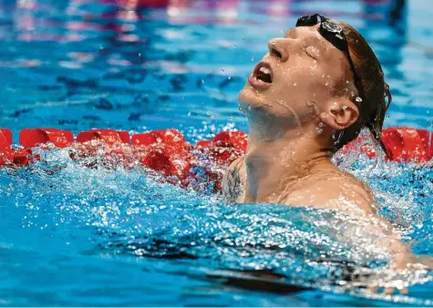  ?? Foto: Swen Pförtner ?? Florian Wellbrock konnte sich am Ende der 1500 Meter nichts vorwerfen. Er hatte das Rennen kontrollie­rt, er hatte sogar noch mal das Tempo 150 Meter vor Schluss angezogen. Am Ende aber besaßen seine Konkurrent­en den besseren Schluss‰Sprint.