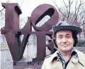  ??  ?? Robert Indiana with one of his sculptures in Central Park: LOVE was a ‘disaster’ for him