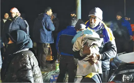  ??  ?? EVACUEES from rebel-held east Aleppo arrive at the town of al-Rashideen, which is held by insurgents, Syria on Dec. 19.