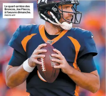  ?? PHOTO AFP ?? Le quart-arrière des Broncos, Joe Flacco, à l’oeuvre dimanche.