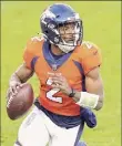  ?? Matthew Stockman / Getty Images ?? It dramatical­ly changed the odds when Denver receiver Kendall Hinton was forced to start at QB last week.