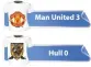  ??  ?? Man United 3
MANCHESTER:
Hull 0