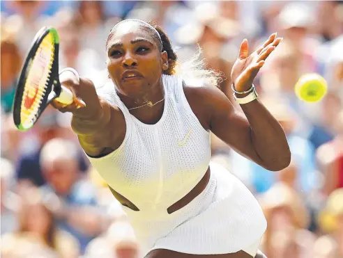  ??  ?? HISTORY AWAITS: Serena Williams stretches to play a forehand in her semi-final match win over Barbora Strycova.