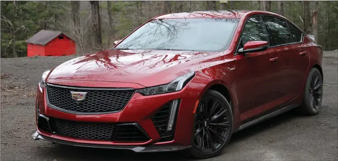  ?? MARC GRASSO / BOSTON HERALD ?? IMPRESSIVE: Cadillac rolls out quite a vehicle with its CT5-V Blackwing, with the power of a Corvette, but with four doors and the Cadillac luxury feel, what’s not to like?