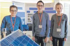  ??  ?? Regionalsi­eger bei „Schüler experiment­ieren“im Fachbereic­h Technik (v. l.): Jan-Patrick Otto, Luca Jonski und Paul Nachtigal.