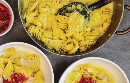  ?? Ajna Jai / Contributo­r ?? Saffron Pasta is its indulgent best when the saffron threads have soaked in cream a day or two before cooking.