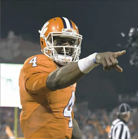  ?? Richard Shiro/Associated Press ?? Deshaun Watson and Clemson are hoping to punch their ticket to the College Football Playoff with a win against Virginia Tech today in the ACC championsh­ip game.