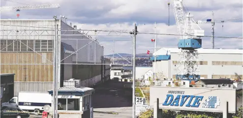  ?? Jacq ues Boisinot / The Cana dian Press Files ?? The main gate of the Chantier Davie shipyard in Levis, Que., across the St. Lawrence River from Quebec City.