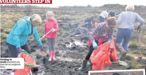  ??  ?? Getting to
work Volunteers do their bit at Langlands Moss