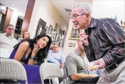  ?? Patrick Connolly ?? Las Vegas Review-journal @Pconnpie Ben Lesser, an 89-year-old Holocaust survivor, shows during a Yom Hashoah, or Holocaust Remembranc­e Day, event on Wednesday where he was stabbed in the chin while on a concentrat­ion camp train.