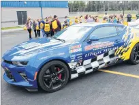  ?? SAM MCNEISH/THETELEGRA­M ?? The Eastbound Internatio­nal Raceway’s pace car, a 2017 Chevrolet Camero, was on display at the introducti­on of the NASCAR’S Accelerati­on Nation program introduced to students at Juniper Ridge Intermedia­te School in Torbay on Wednesday.