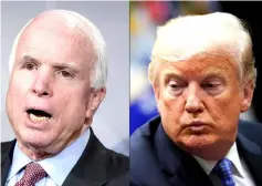 ?? — AFP photo ?? This combinatio­n of pictures shows McCain (left) and Trump.