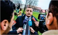  ?? AFP ?? MAKING A POINT: Marwan Dammaj, Yemen’s Minister of Culture, talking to journalist­s in Rimbo, 50km north of Stockholm. —