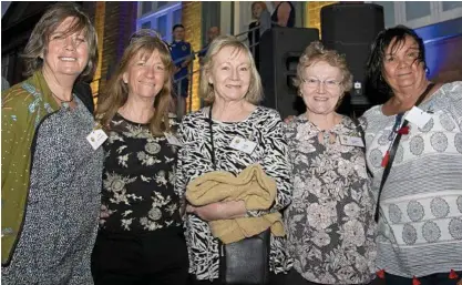  ?? Photo: Bev Lacey ?? BEST FRIENDS: The sisters of Teesdale Avenue (from left) Le-Anne Cunningham (nee Harth), Narelle Giles (nee Harth), Debra Giles (nee Russell) and Julianne Bakker (nee Russell) enjoy the reunion with Cheryl Johnston (nee Swann).