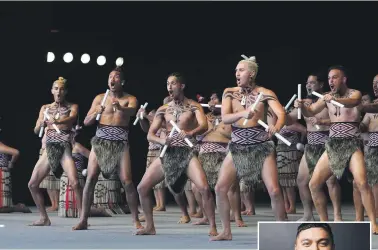  ?? ?? Kapa haka group Kia Ngāwari of Te Tauihu o te Waka a Maui perform at Te Matatini Te Kahu o Te Amorangi in 2017.