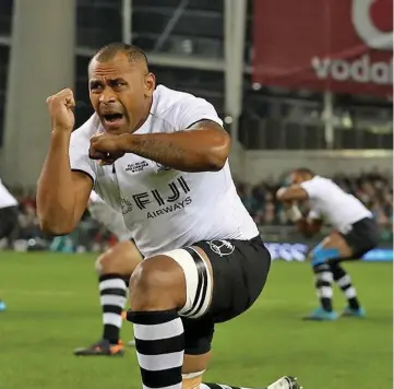  ?? Photo: World Rugby ?? Former Flying Fijians captain Akapusi Qera leads the cibi.