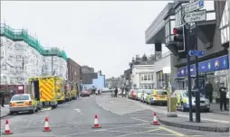  ??  ?? Part of Maidstone Town Centre was sealed off by police after a woman fell from the multi-storey car park at The Mall