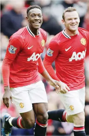  ??  ?? Pupil and mentor: Manchester United’s Danny Welbeck (left) celebrates with Wayne Rooney after scoring against Aston Villa during their Premier League match last month. — AP