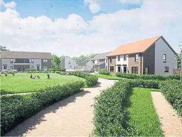  ??  ?? ECO-FRIENDLY: A visualisat­ion of how the affordable housing in Gauldry will look.