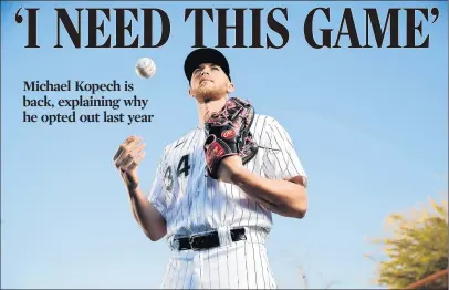  ?? ARMANDO L. SANCHEZ / CHICAGO TRIBUNE ?? Chicago White Sox pitcher Michael Kopech poses for a portrait on photo day during 2020 spring training. Kopech opted out of the 2020 season.