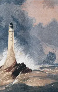  ??  ?? An engraved vintage colour illustrati­on of Eddystone Lighthouse.
